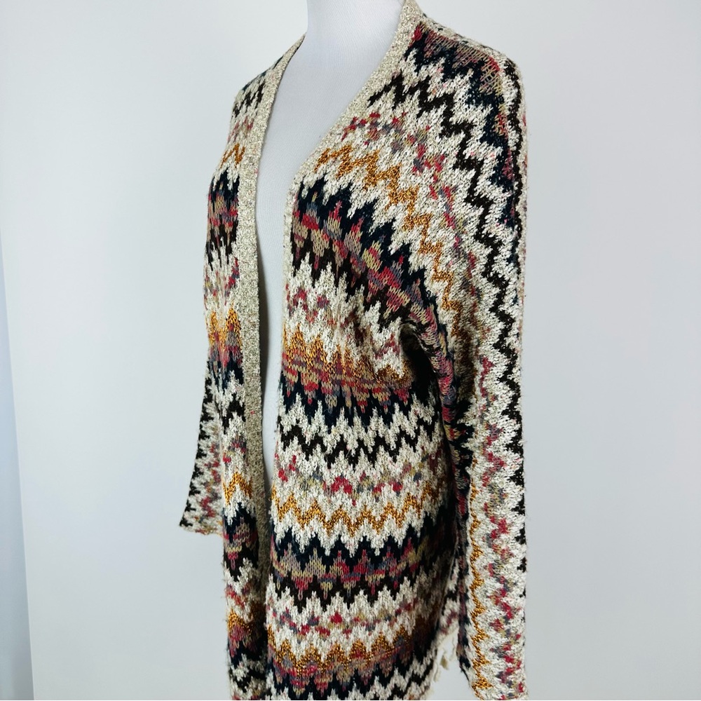 Soft Surroundings Striped Chevron Cardigan Sweater Size Medium - Picture 7 of 13